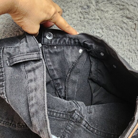 Princess Polly Jeans Womens 4 Black High-Waisted Button-Fly 100% Cotton - Picture 12 of 13